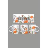 Fizello Yabani Çiçekler Temalı Kupa, 330 ml, Beyaz, Seramik FIZELLO-MUG-wildflower-120 FIZELLO-MUG-wildflower-120