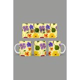 Fizello Yabani Çiçekler Temalı Kupa, 330 ml, Beyaz, Seramik FIZELLO-MUG-wildflower-121