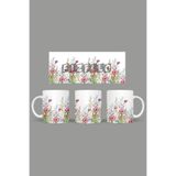 Fizello Yabani Çiçekler Temalı Kupa, 330 ml, Beyaz, Seramik FIZELLO-MUG-wildflower-18 FIZELLO-MUG-wildflower-18