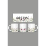 Fizello Yabani Çiçekler Temalı Kupa, 330 ml, Beyaz, Seramik FIZELLO-MUG-wildflower-27 FIZELLO-MUG-wildflower-27