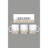 Fizello Yabani Çiçekler Temalı Kupa, 330 ml, Beyaz, Seramik FIZELLO-MUG-wildflower-38 FIZELLO-MUG-wildflower-38