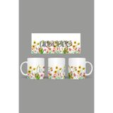 Fizello Yabani Çiçekler Temalı Kupa, 330 ml, Beyaz, Seramik FIZELLO-MUG-wildflower-3
