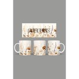 Fizello Yabani Çiçekler Temalı Kupa, 330 ml, Beyaz, Seramik FIZELLO-MUG-wildflower-53 FIZELLO-MUG-wildflower-53