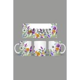 Fizello Yabani Çiçekler Temalı Kupa, 330 ml, Beyaz, Seramik FIZELLO-MUG-wildflower-69