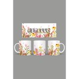Fizello Yabani Çiçekler Temalı Kupa, 330 ml, Beyaz, Seramik FIZELLO-MUG-wildflower-84 FIZELLO-MUG-wildflower-84
