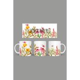 Fizello Yabani Çiçekler Temalı Kupa, 330 ml, Beyaz, Seramik FIZELLO-MUG-wildflower-86 FIZELLO-MUG-wildflower-86