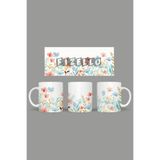 Fizello Yabani Çiçekler Temalı Kupa, 330 ml, Beyaz, Seramik FIZELLO-MUG-wildflower-87