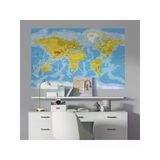 Fiziki Dünya Haritası Duvar Sticker, 70X105 Cm Eğitici Ve Bilgilendirici