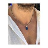 Fjellor Finrod Erkek Minimal Dikdörtgen Lacivert Lapis Lazuli Doğal Taş Uçlu Çelik Kolye