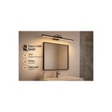 FK LİGHTİNG 35CM / USB Sarjlı Resim / Tablo / Ayna Üstü / Banyo / Ledli Aplik Flüt 3000K Günışığı siyah kasa