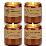 FKJOL Ev Kokulu Mumlar, 4'lü Paket 28 oz Kadınlar için Mum Hediyeleri, Büyük Soya Kokulu Mumlar, Lavanta Taze Gül Uzun Ömürlü Aromaterapi Amber Mum Seti Kadın Erkek Doğum Günü Şükran Günü Noel için