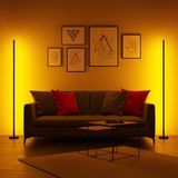FKLIGHT 2 Adet Dekoratif Köşe LED Lambader -Led Lamba Işık Sistemi - Full Rgb 256 Renk - Siyah