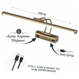 FKLIGHT 35CM / USB Sarjlı Resim / Tablo / Ayna Üstü / Banyo / Ledli Aplik Flüt 3000K Günışığı Eskitme Kasa