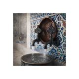 FKN Hamam Taslı İkili Desenli Perlatörlü Bakır Oksit Dekoratif Pirinç Kurna Osmanlı Musluk (2 musluk 1 hamam tası)