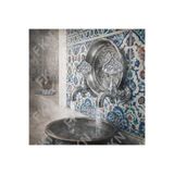 FKN Hamam Taslı İkili Desenli Perlatörlü Parlak Krom Dekoratif Kurna Pirinç Osmanlı Musluk (2 musluk 1 hamam tası)