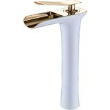 Fkn Şelale Uzun Beyaz Gold Lavabo Bataryası - Beyaz - Altın