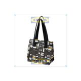 Fladdrig Gri Desenli Yemek Taşıma Çantası, Beslenme Çantası, Yemek Çantası, 25x16x27 cm