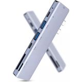 Flagen Macbook Pro Air Uyumlu 7 in 1 Hub Çift Type-C USB 3.0 HDMI Kart Okuyucu Çevirici Çoklayıcı - Gri