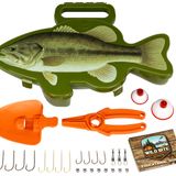 Flambeau Outdoors Wild Bite Olta Takımı Seti | Yeşil/Bass - Yeni Başlayanlar için Olta Kutusu, Levrek/Panfish/Alabalık, Kürek ve Pense yakalamak için 25 Parça Çok Amaçlı Takım Çeşitleri