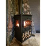 Flame Stove FS-014 Yk St Sirius Ultra 3 Camlı Yan Kapaklı Odunluklu Döküm Soba