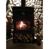 Flame Stove FS-034YK St A. Premium Lüx 3 Camlı Odunluklu Yan Kapaklı Kuzineli Döküm Soba