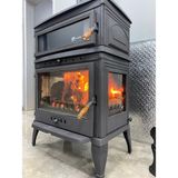 FLAME STOVE FS-045 Retro Lüks Pik Döküm Fırınlı Şömine Soba Camlı Odun Yakıtlı