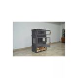 Flame Stove Fs-045Ykst Retro Lux Dık 3 Camlı Yan Kapaklı Odunluklu Kuzineli Şömine