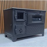 Flame Stove Mat Siyah 47'lik Döküm Tuğlalı Kuzineli Emaye Soba