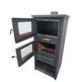 FLAME STOVE S4 Çelik Fırınlı Odunluklu Soba, Ateş Tuğlalı, 8 kW