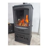 Flamestove Lodi Style Tek Camlı Odun Hazneli Füme Döküm Soba