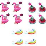 Flamingo Gökkuşağı Karpuz Şişme Havuz Deniz Bardak Tutucu Float 12LI Set - Çok Renkli
