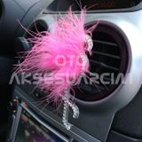Flamingo Gümüş Pleksi Taşlı Havalandırma Klips Oto Kokusu Pembe