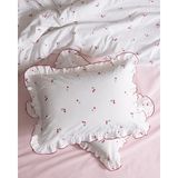 Flamingo Home Collections Fanny Çift Kişilik %100 Pamuk Fırfırlı Çarşaflı Baskılı Nevresim Takımı - Beyaz/kırmızı - 200 x 220 cm