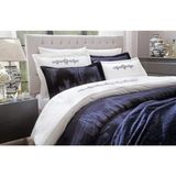 Flamingo Home Collections Taç Estela Kadife Yatak Örtüsü Seti - Lacivert - 260 x 270 cm