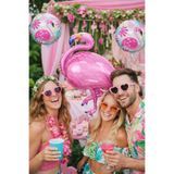 Flamingo Pembe 3lü Folyo Balon Seti Helyumla Uçan Doğum Günü Partisi Süsleme Yaz