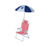 Flamingueo Hafif plaj sandalyesi, katlanabilir, çocuklar için, güneş şemsiyesi, UPF 50+ ile, polyester kumaş ve çelik, güvenlik kilidi, mavi ve kırmızı