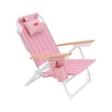 Flamingueo Plaj sandalyesi, katlanabilir, 5 kademede ayarlanabilir sırtlık, soğutucu çanta, cep telefonu çantası, sırt çantası sapları, ergonomik yastık, alüminyum ve polyester, pembe