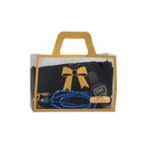 Flamlı Eşarp (96X96 Cm) + Tesbih + Zikirmatik Hediye Seti (Lacivert)