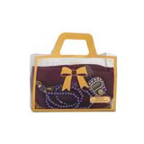 Flamlı Eşarp (96X96 Cm) + Tesbih + Zikirmatik Hediye Seti (Mor)