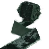 Flanel Polyester Kadife Kurdele(Dark Green) | Hediye Paketleme, Düğün, Çelenkler İçin Çok Renkli 40mm X 3 Metre Yıpranmış Kenar