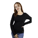 Flaremoda Kadın Uzun Kollu Kayık Yaka Bluz, Morcivert, Pamuklu, Slim Fit, Günlük Ofis Stili, S-XL