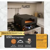Flarte Ocak Üstü Taş Fırın 30X30 Hacim 10-20 lt Metal Materyal ile Modern Tasarım CAMLI - Siyah