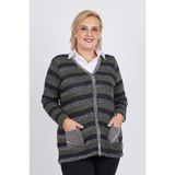 Flaş Triko Kadın Çizgili Hırka 3329107 Haki