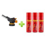 Flash 1300 Derece Profesyonel Pürmüz Çakmak WS-509C Rüzgar Geçirmez Taşınabilir Özellikli 3 Adet Flash Gaz WS-509C