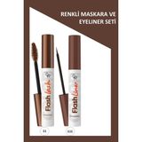 Flash Lash Çikolata Kahve Maskara ve Flash Liner Makyaj Seti