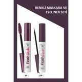 Flash Lash Mürdüm Maskara ve Flash Liner Makyaj Seti - Çok Renkli
