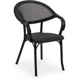 Flash-N Polipropilen Kollu Sandalye Siyah İskelet - Bahçe, Balkon, Teras, Havuz Kenarı, İç Ve Dış Mekan, Kafe, Restoran İçin, İstiflenebilir, Uv Korumalı, Dayanıklı