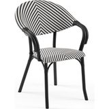 Flash-N Polipropilen Kollu Sandalye Siyah Iskelet - Bahçe, Balkon, Teras, Havuz Kenarı, Iç ve Dış Mekan, Kafe, Restoran Için, Istiflenebilir, Uv Korumalı (Siyah Beyaz) - Geometrik - 10
