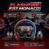 Flashfire F117 Monaco 900° / 270° Titreşimli Yarış Direksiyon Seti – Hall-Effect Sensör, 6 İleri Manuel Vites, 3 Pedallı – Pc / Ps4 / Ps3 / Xbox Series X|S / Switch Uyumlu
