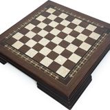 Flat Ayaklı Ahşap Satranç Tablası Küçük Ceviz 35X35cm